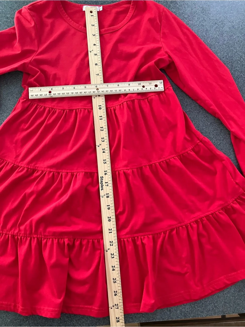 Ashling Girls' Red Long-Sleeve Tiered Tunic Top